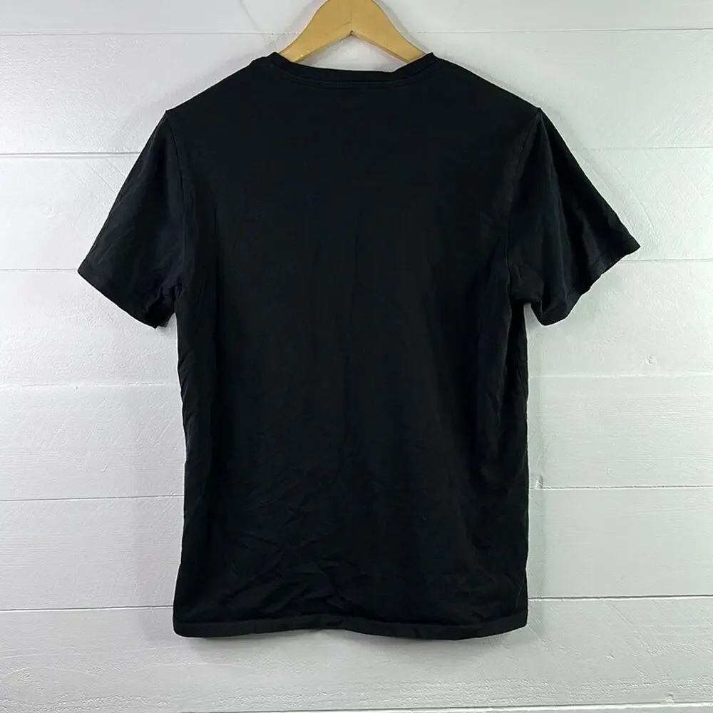 LEVI'S Levi Strauss Black White Logo Short Sleeve Cotton T Shirt Top Size Medium